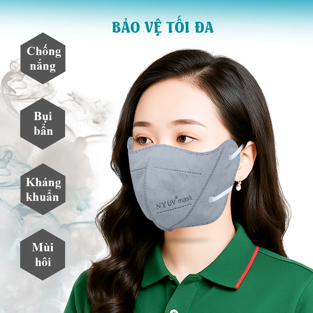 Khẩu Trang Đi Nắng NY UV+ Mask (màu xám) - Ảnh 2